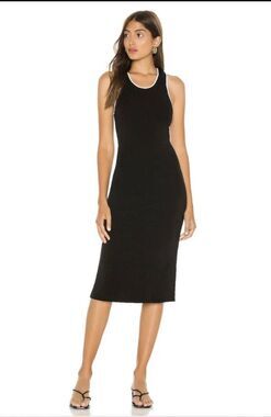 Rag & Bone Revolve Nora Piped Dress Midi Tank Knit Dress Black Sz XS $395